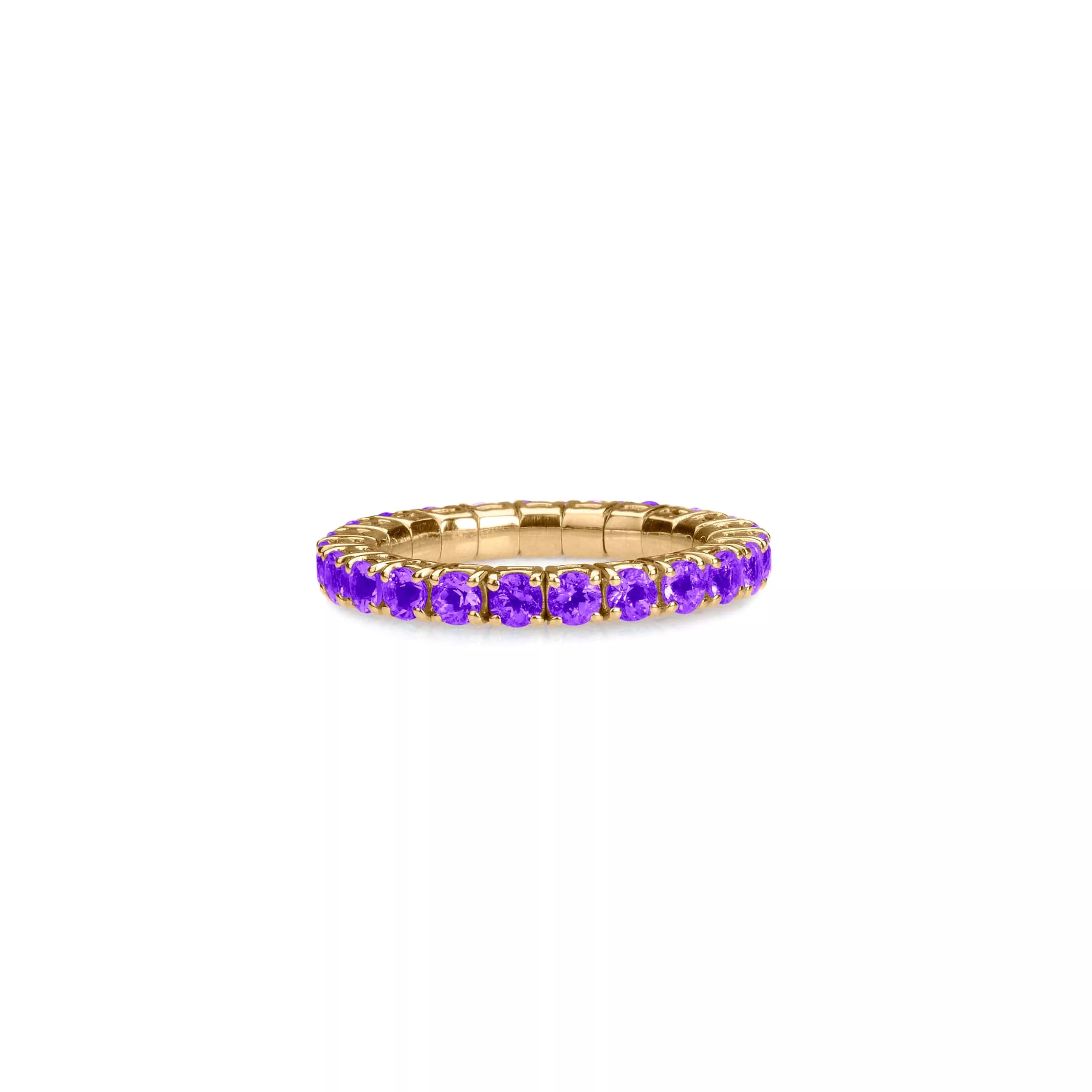 18K Gold Stretch & Stack Purple Sapphire Eternity Rings, .6-3.0 Carats