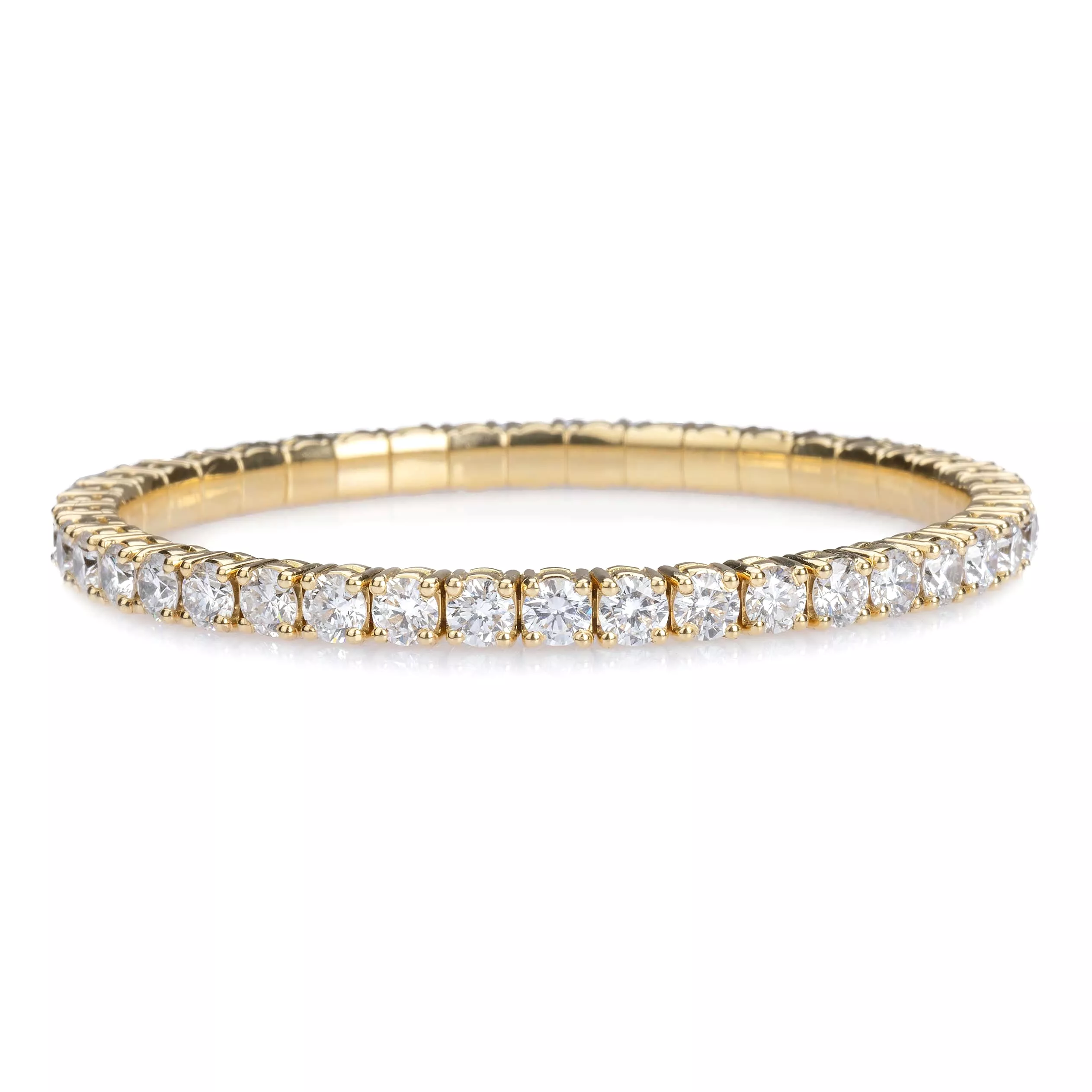 18K Gold Stretch & Stack Round Diamond Tennis Bracelet, 10.2 Carats, Lab Diamonds