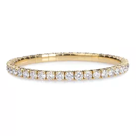 18K Gold Stretch & Stack Round Diamond Tennis Bracelet, 10.2 Carats, Lab Diamonds