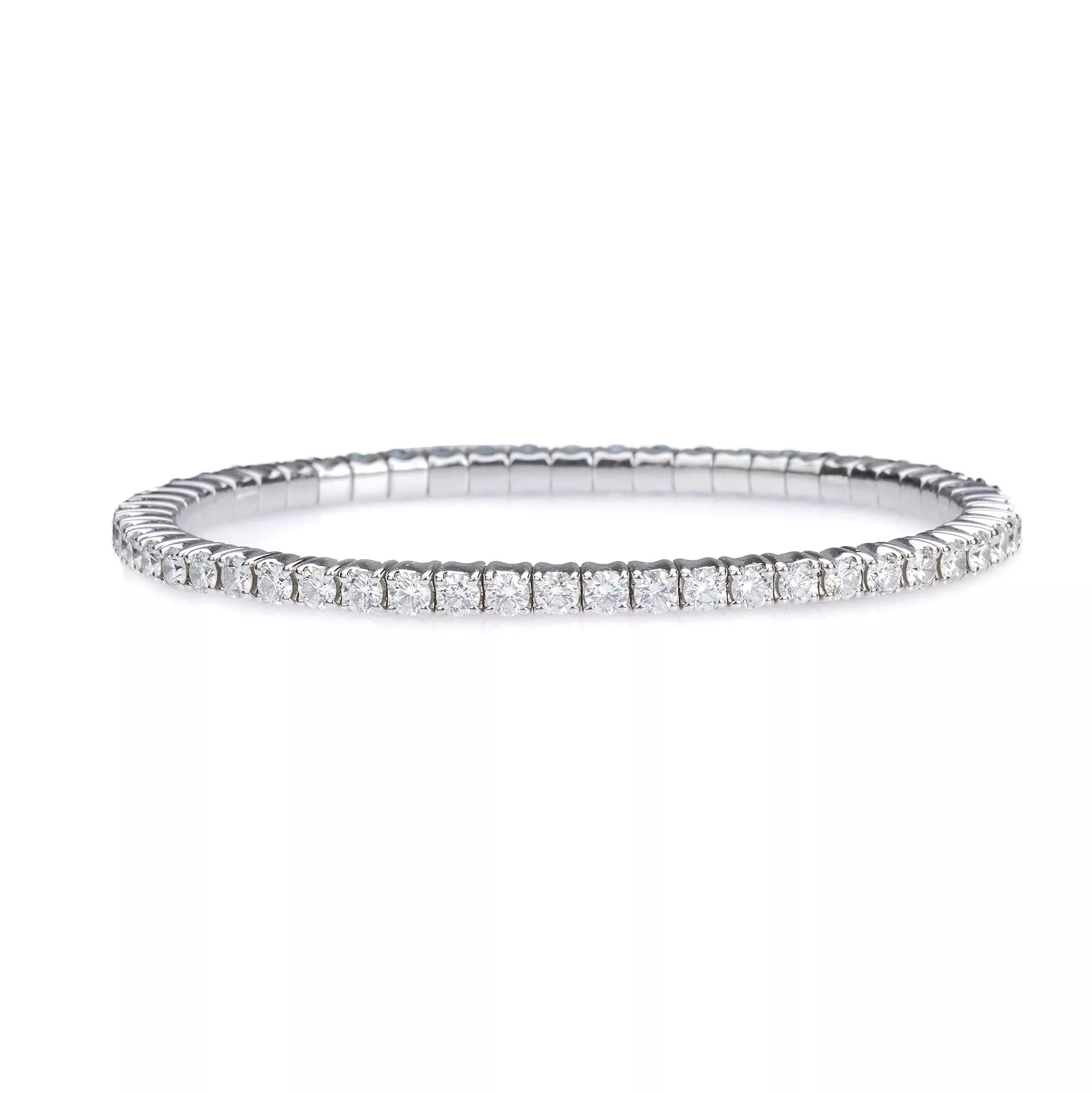 18K Gold Stretch & Stack Round Diamond Tennis Bracelet, 4.5 Carats, Natural Mined Diamonds