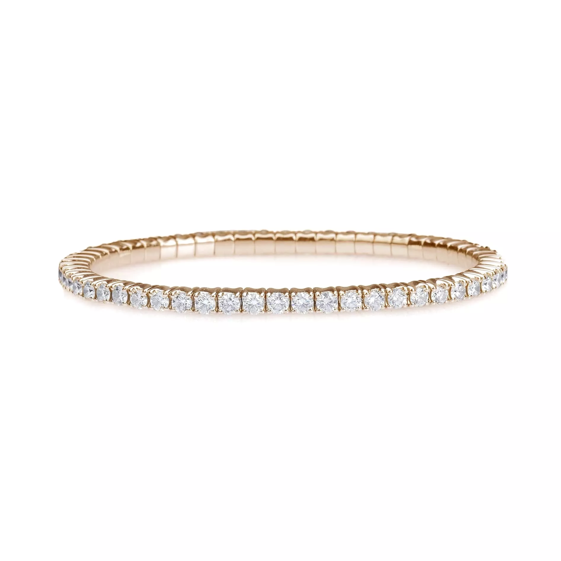 18K Gold Stretch & Stack Round Diamond Tennis Bracelet, 4.5 Carats, Natural Mined Diamonds