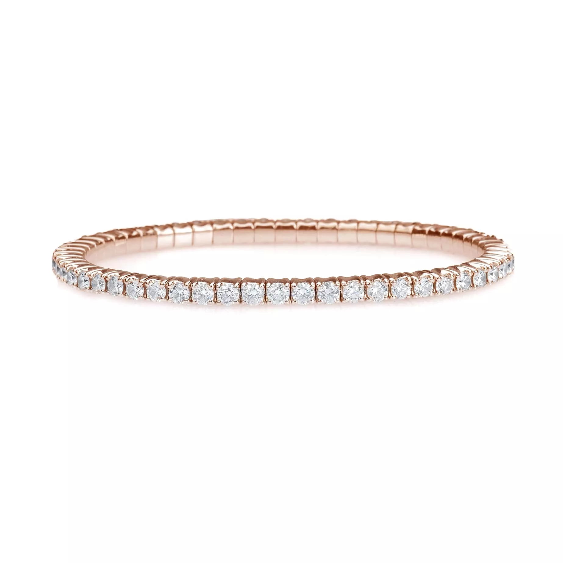 18K Gold Stretch & Stack Round Diamond Tennis Bracelet, 4.5 Carats, Natural Mined Diamonds