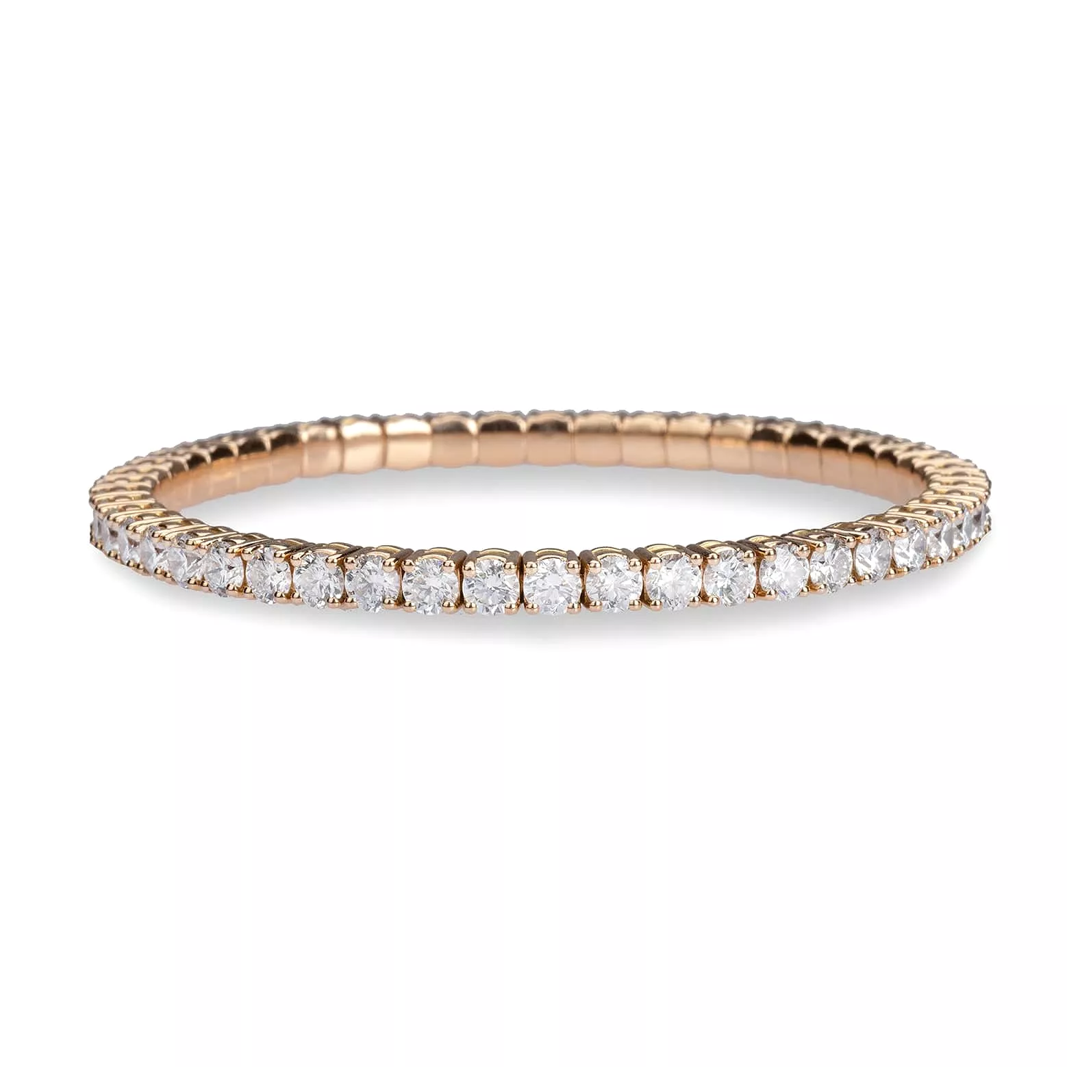 18K Gold Stretch & Stack Round Diamond Tennis Bracelet, 8.0 Carats, Lab Grown