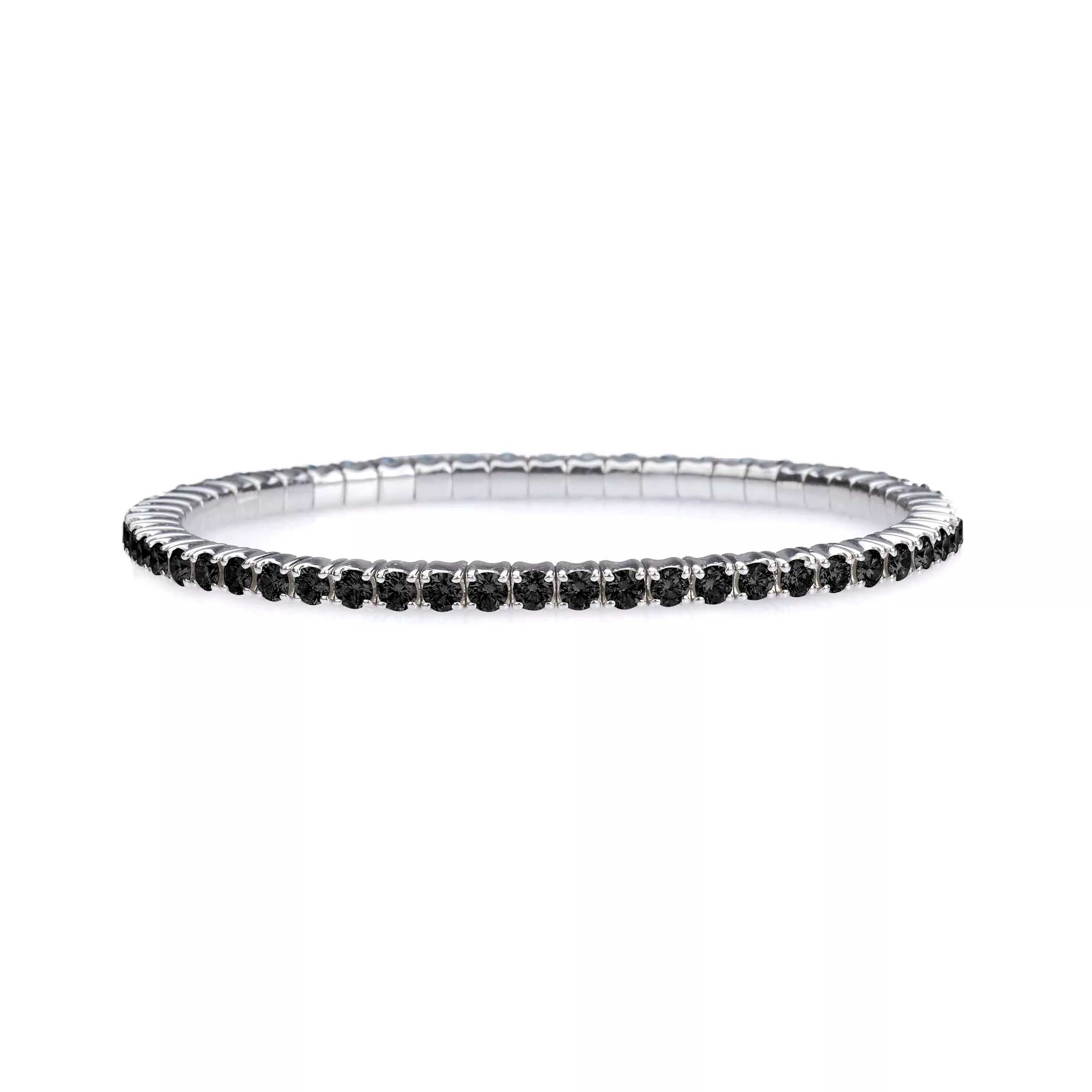 18K Stretch & Stack Black Round Diamond Tennis Bracelet, 2.5-6.6 Carats