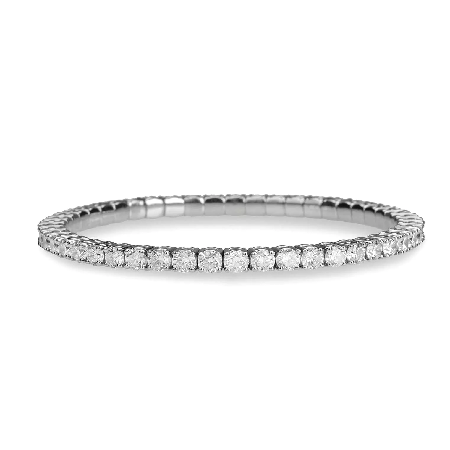 18K Stretch & Stack Round Diamond Tennis Bracelet, 6.0 Carats, Lab Grown