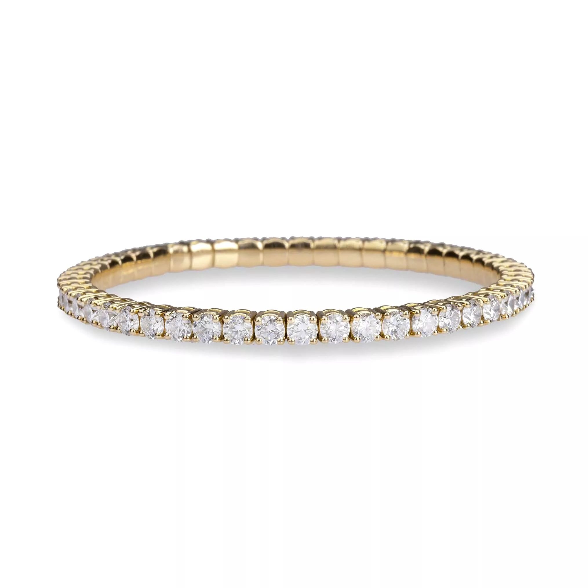 18K Stretch & Stack Round Diamond Tennis Bracelet, 6.0 Carats, Natural Mined Diamonds