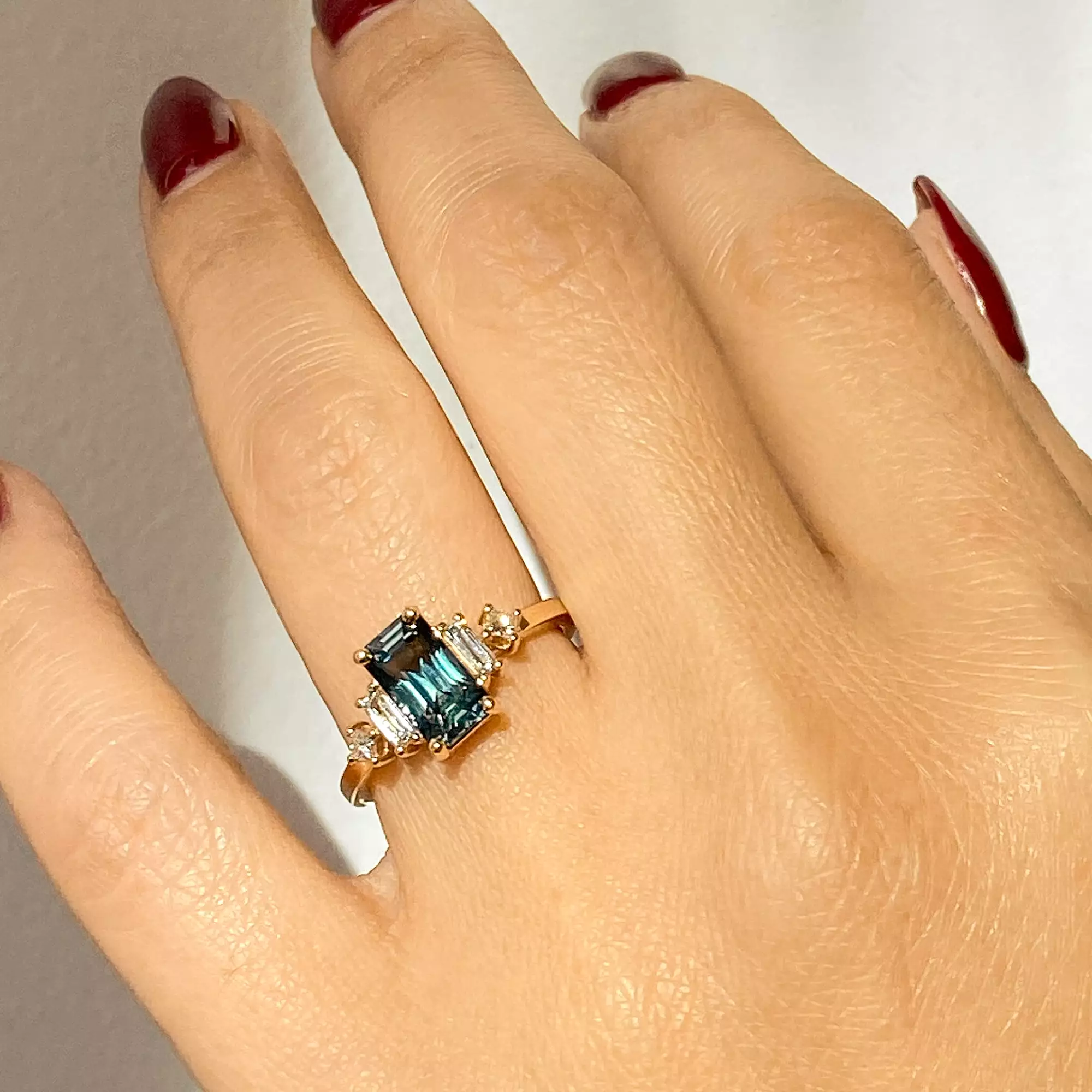 1.92 ct Blue-Green Sapphire Josie Ring