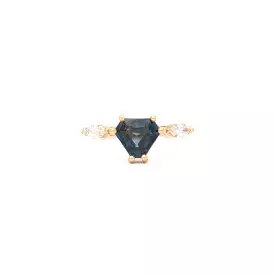 2.10 ct Teal Shield-cut Sapphire Harley Ring