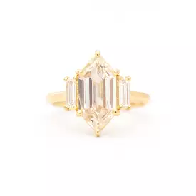 2.22 ct Hexagon Champagne Diamond Three-Stone Ring