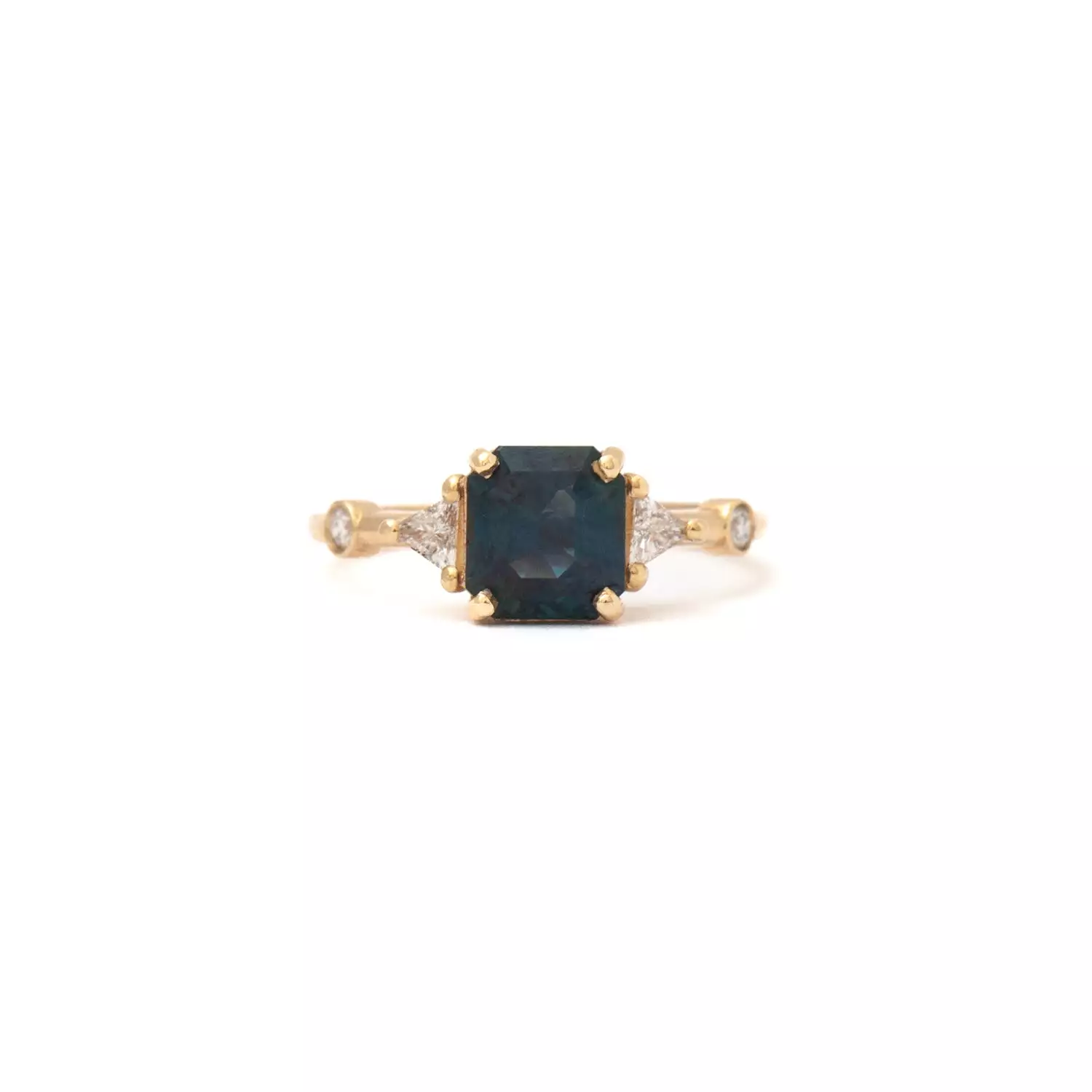 2.24 ct Teal Radiant Sapphire Scarlett Ring