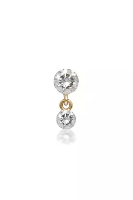 2mm-1.5mm Invisible Set Diamond Dangle Earstud - Yellow Gold