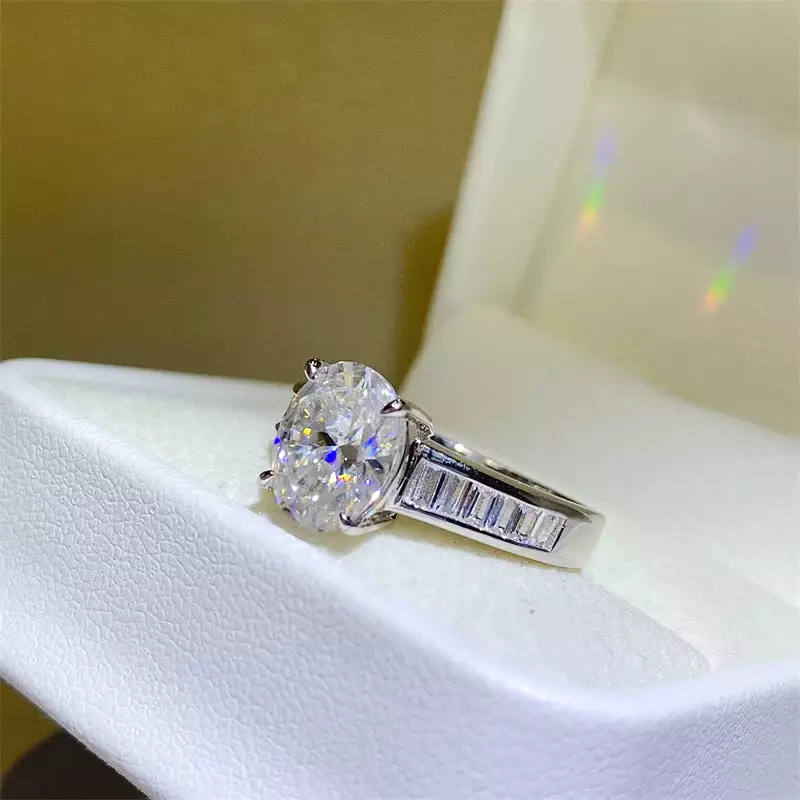 3 Carat Moissanite 925 Sterling Silver Oval Cut Solitaire Ring