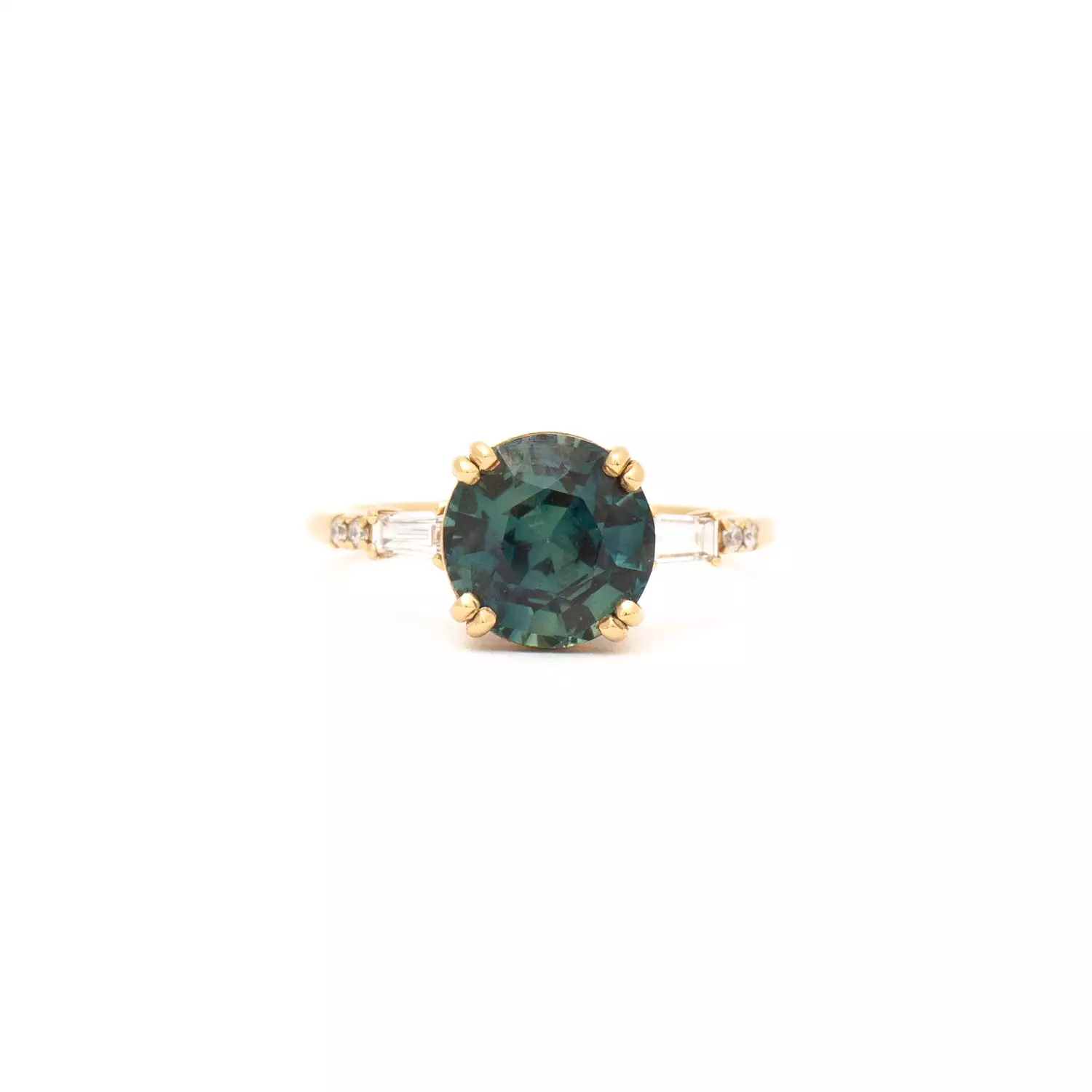 3.20 ct Teal Round Sapphire Sylvie Ring