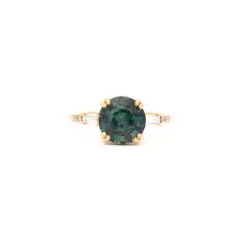 3.20 ct Teal Round Sapphire Sylvie Ring