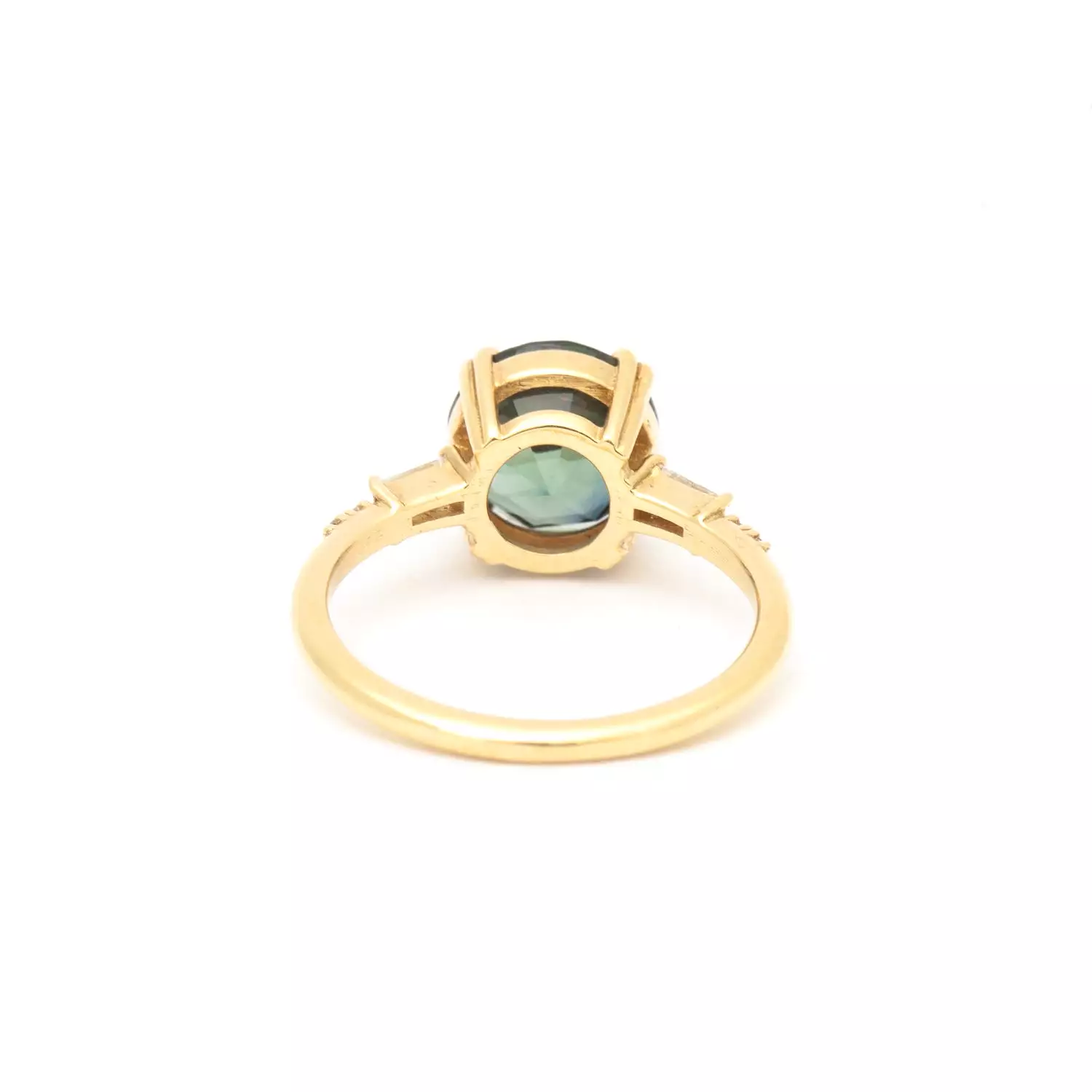 3.20 ct Teal Round Sapphire Sylvie Ring