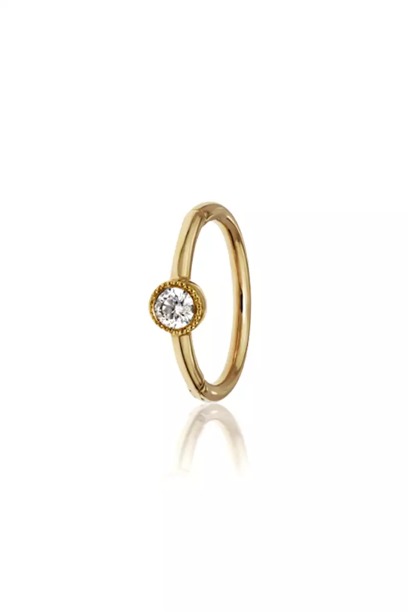 6.5mm Scalloped Diamond Clicker - Yellow Gold