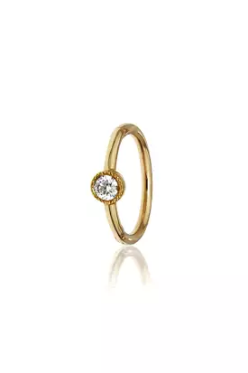 6.5mm Scalloped Diamond Clicker - Yellow Gold