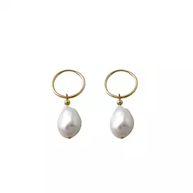 A Von Treskow Hoop Baroque Pearl Earrings