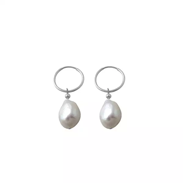 A Von Treskow Hoop Baroque Pearl Earrings