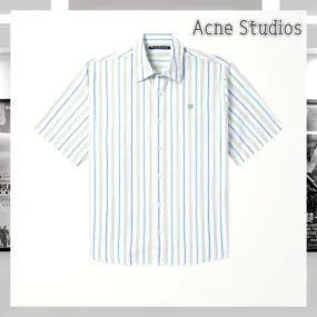 Acne Studios  |Stripes Cotton Logo Designers Shirts