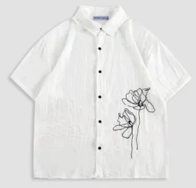 Aelfric Eden  |Flower Patterns Unisex Short Sleeves Oversized Shirts