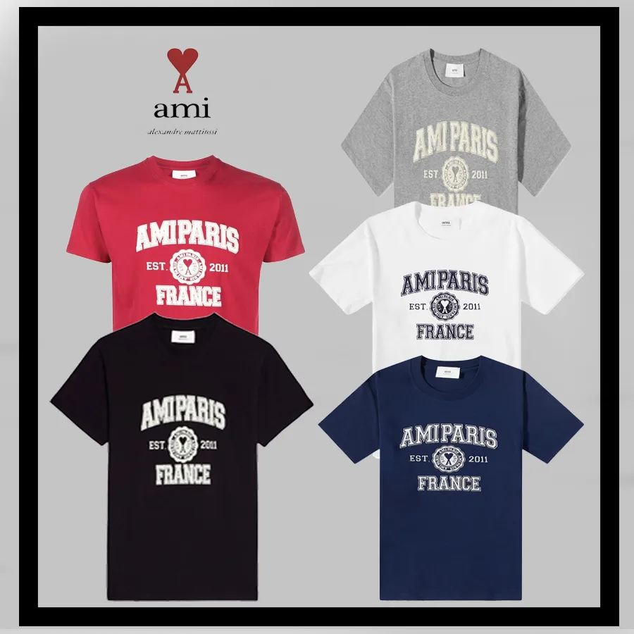 AMI PARIS  |Short Sleeves Logo Designers T-Shirts