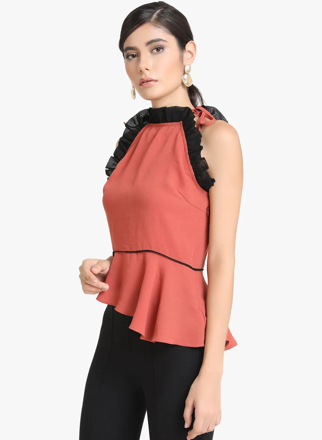 Assymetric Hem Pleated Top