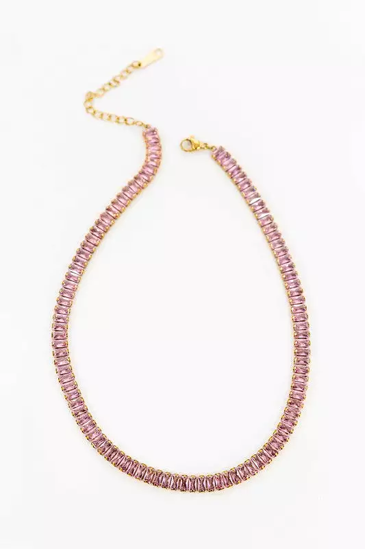 Baguette Stone Tennis Necklace