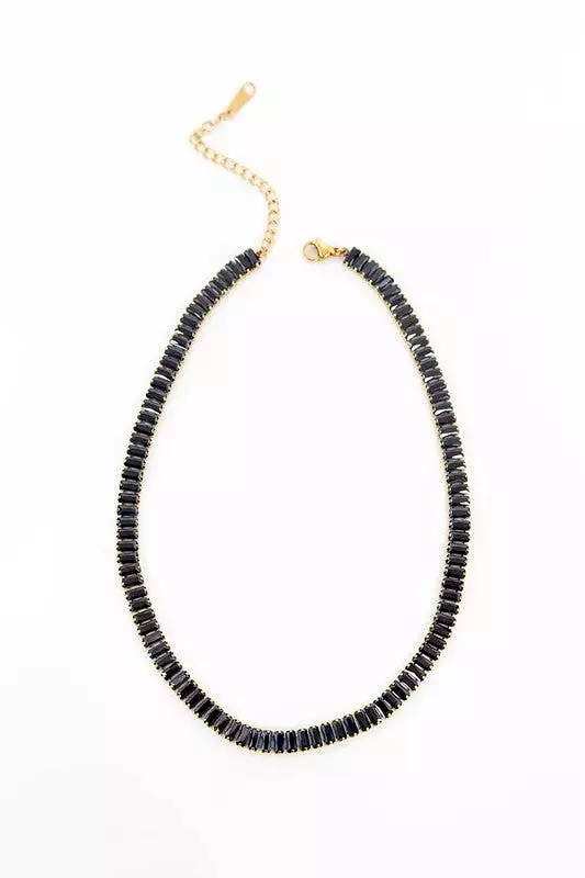 Baguette Stone Tennis Necklace