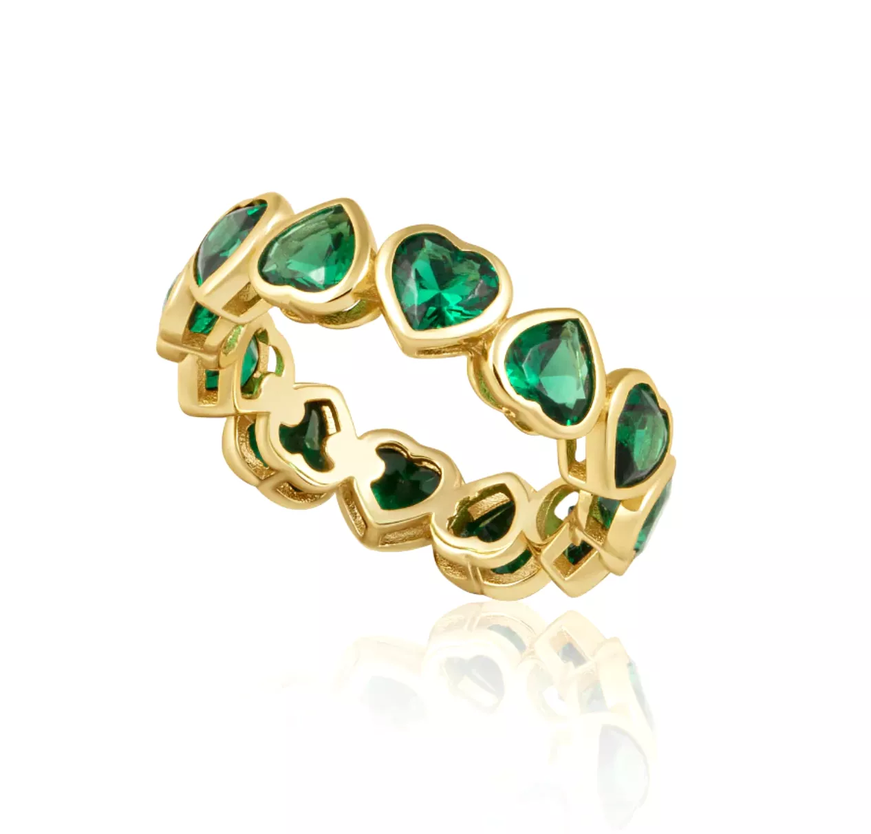 Bezel Heart Ring | Emerald