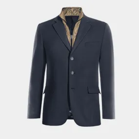  Blazer azul marino esencial de 3 botones con pieza gilet