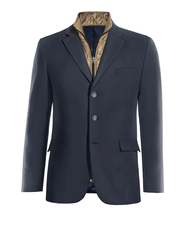  Blazer azul marino esencial de 3 botones con pieza gilet