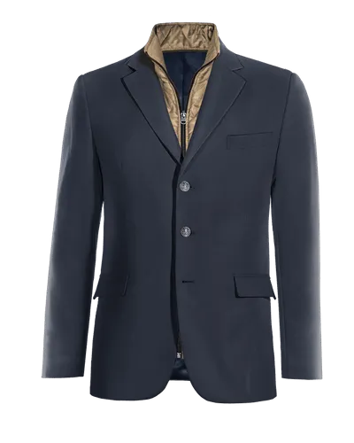  Blazer azul marino esencial de 3 botones con pieza gilet