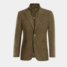  Blazer marrón de donegal tweed solapa ancha