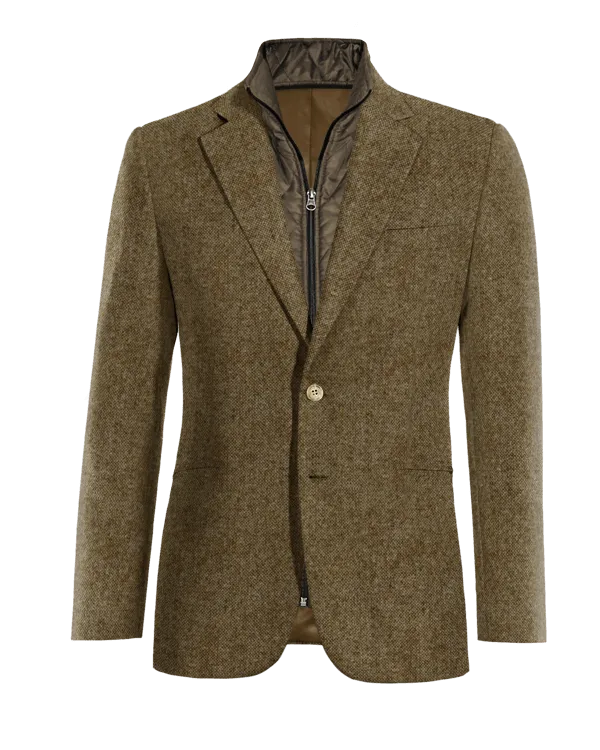  Blazer marrón de donegal tweed solapa ancha