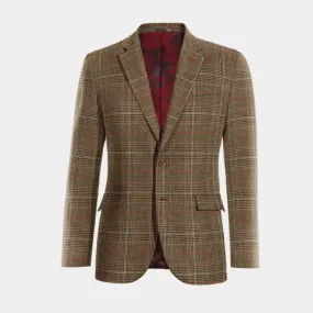  Blazer marrón de tweed príncipe de gales slim fit