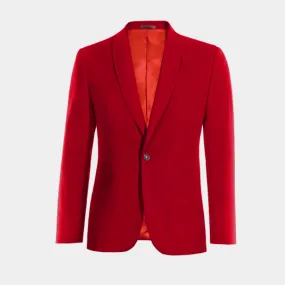  Blazer rojo intenso solapa redonda slim fit de 1 botón