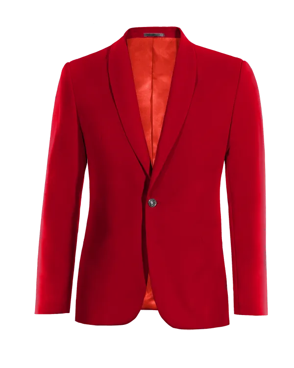  Blazer rojo intenso solapa redonda slim fit de 1 botón