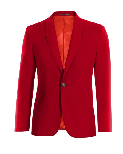  Blazer rojo intenso solapa redonda slim fit de 1 botón