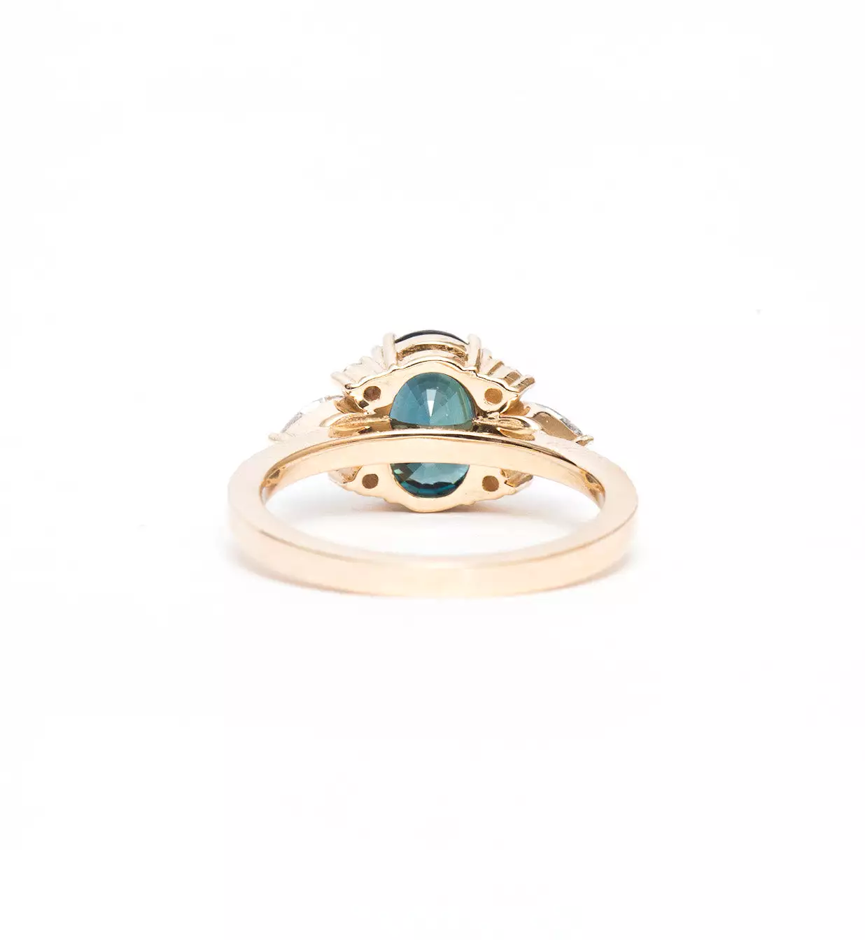 Blue-Green Oval Sapphire Rosalind Ring