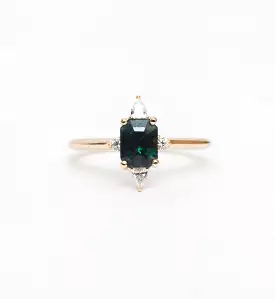 Blue-Green Sapphire Felicity Ring