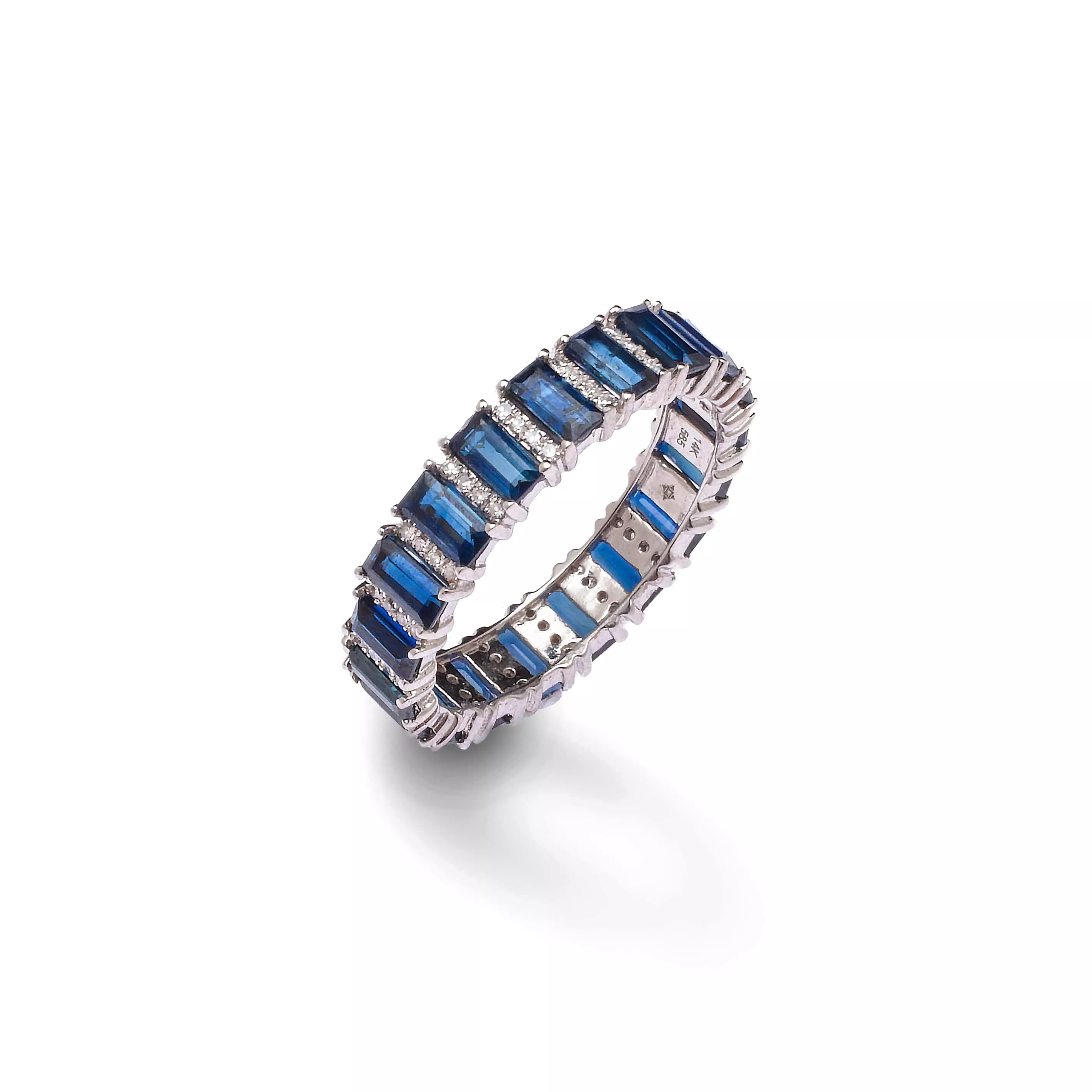 Blue Sapphire and Diamond Eternity Ring