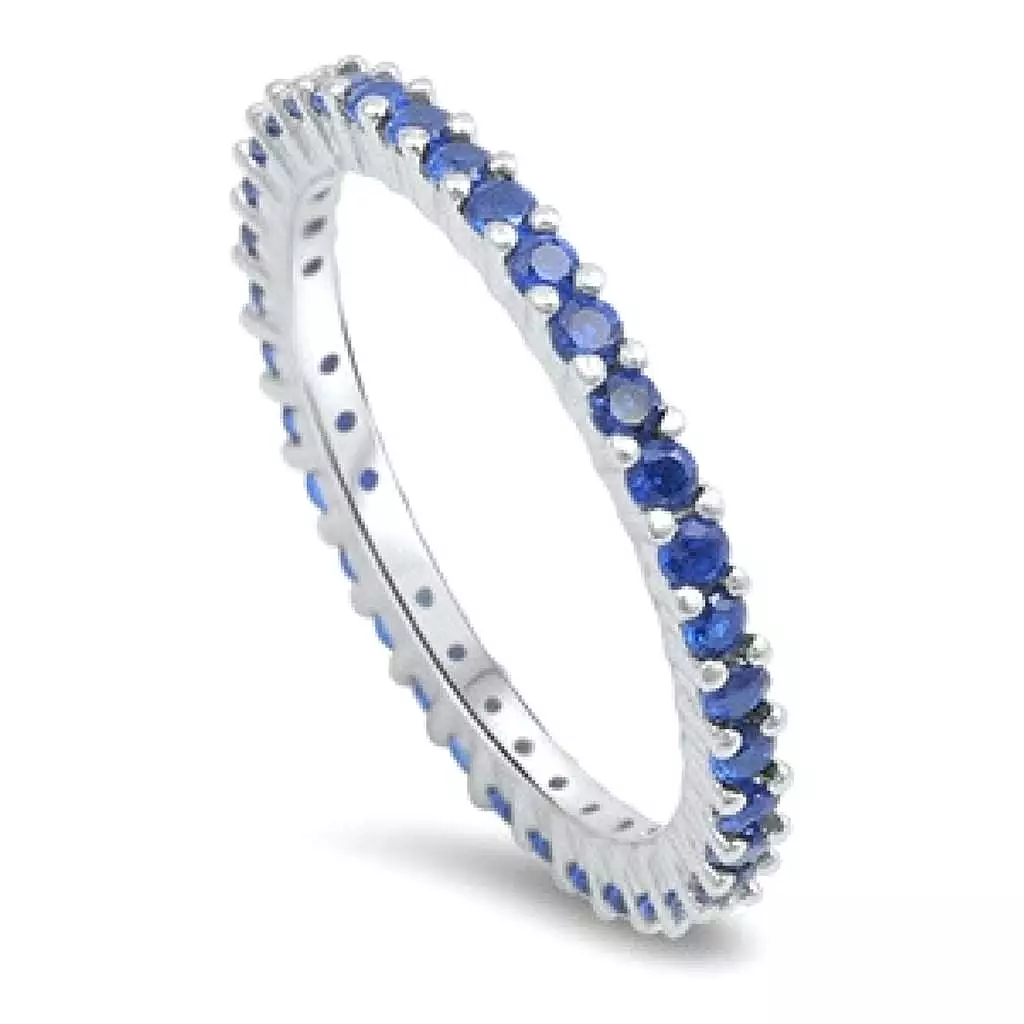 Blue Sapphire Stackable Sterling Silver Ring