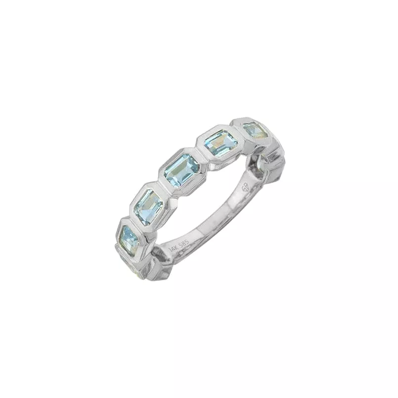 Blue Topaz Bezel Sideways Set Eternity Ring