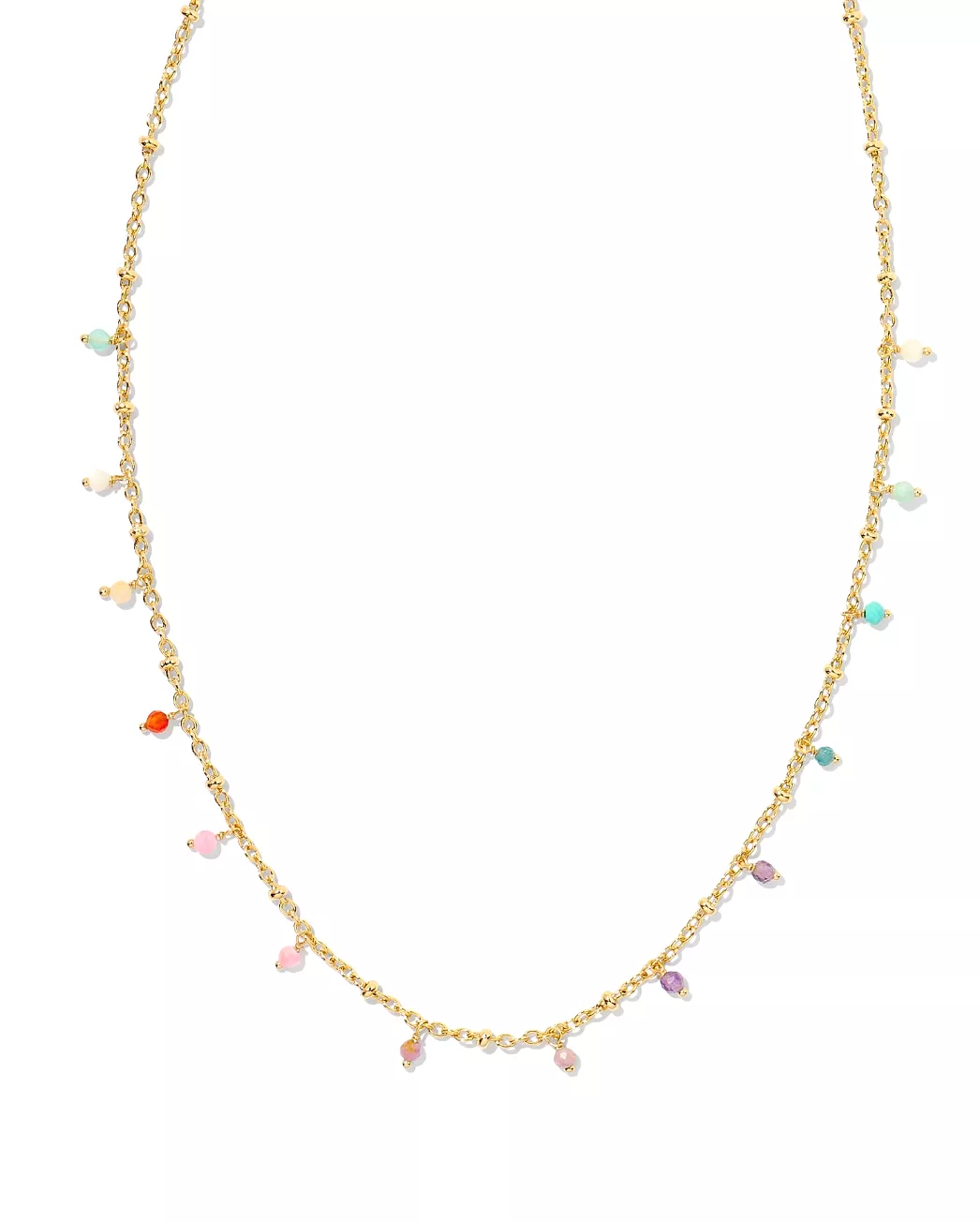 Camry Gold Beaded Strand Necklace in Pastel Mix