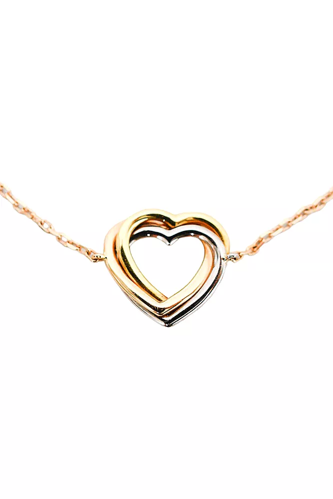 Cartier 18K Three Gold Toned Heart Bracelet