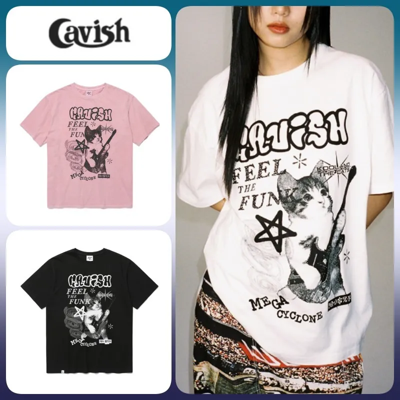 CAVISH  |Unisex U-Neck Cotton Logo T-Shirts