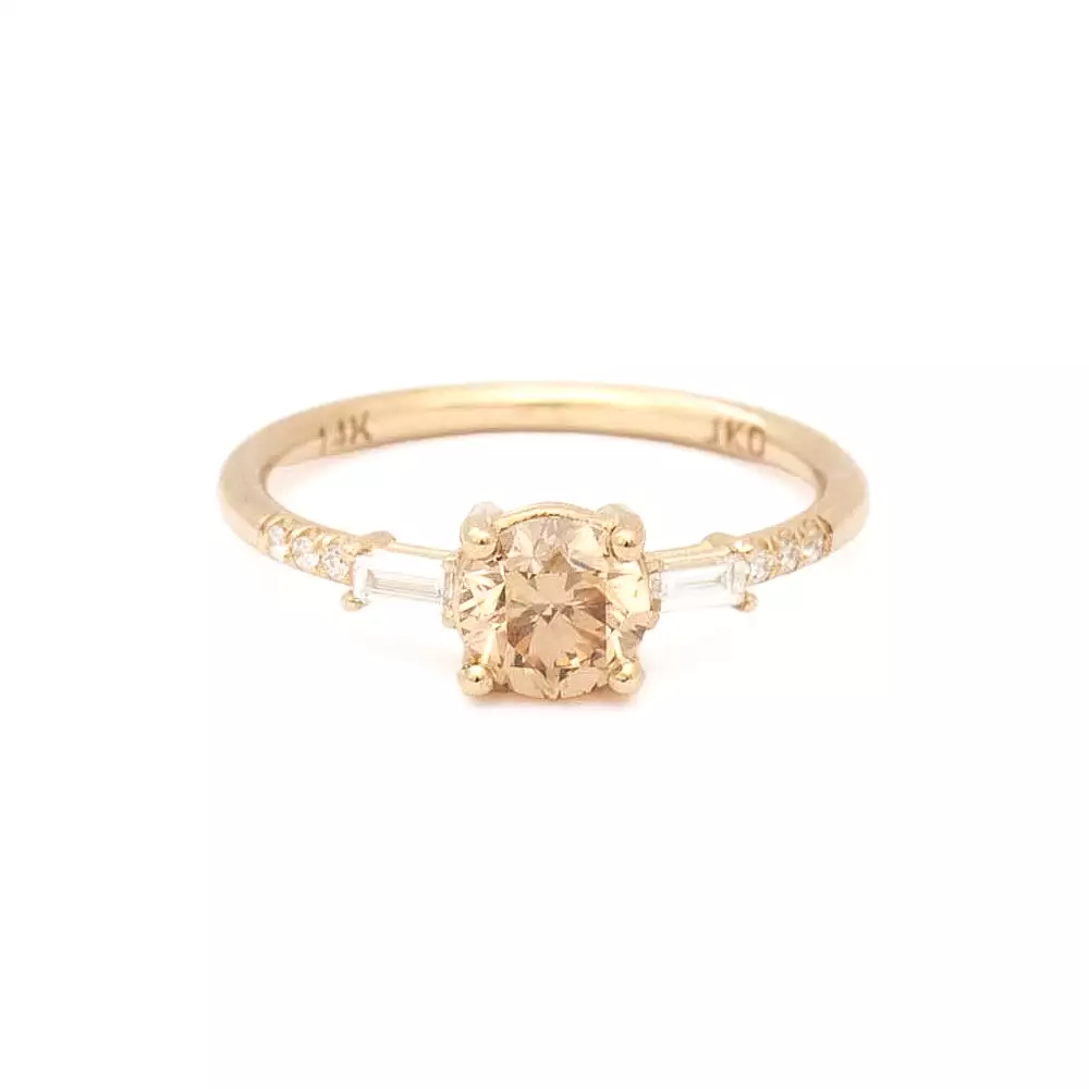 Champagne Diamond Melody Baguette Equilibrium Ring