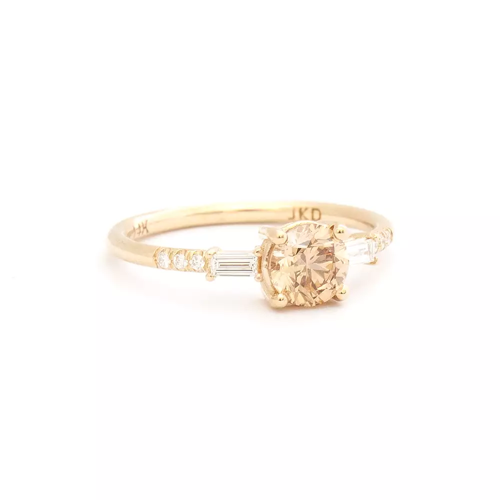 Champagne Diamond Melody Baguette Equilibrium Ring