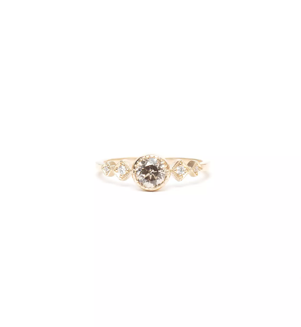 Champagne Diamond Solitaire Echo Ring